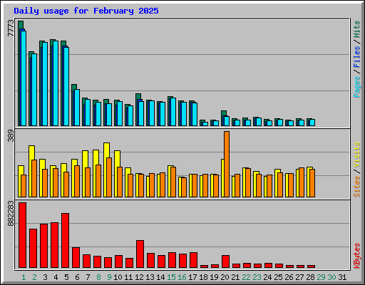 Daily usage for February 2025