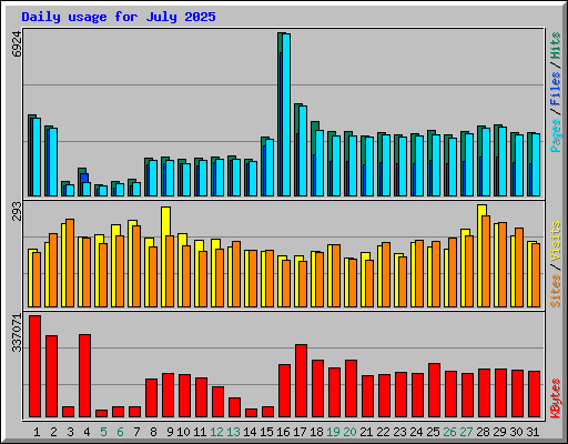 Daily usage for July 2025