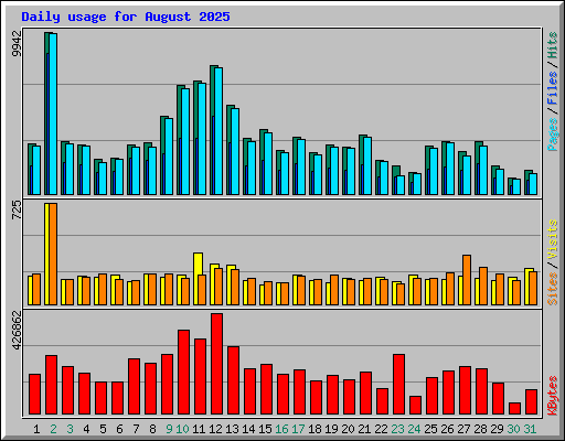 Daily usage for August 2025